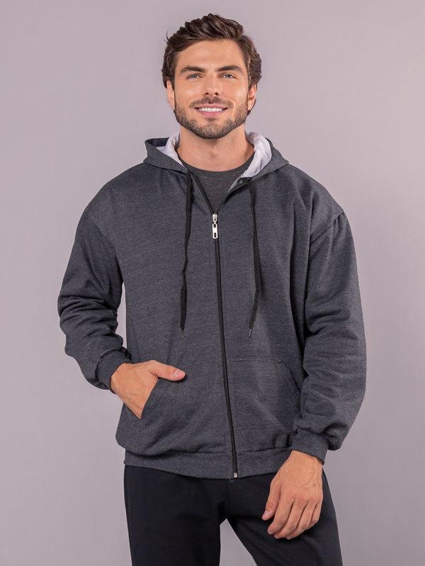 Moletom Casaco Blusa De Frio Liso Unissex Masculina Aberto Com Ziper e Capuz