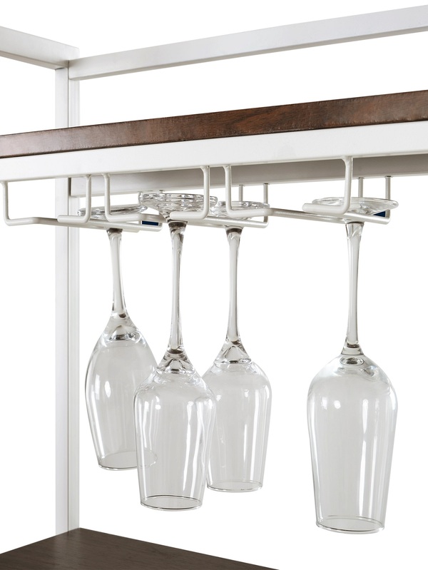 Modern 6Tier Baker Rack, Freestanding Bar Wine Rack Table with Glass Cup Holders, Kitchen