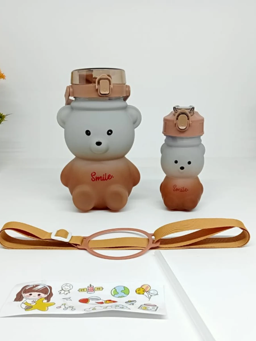 FANOVA Duo Bear Water Bottle Glass (1400+300ml) Blur Set 2 Pcs - Coffee Brown - View 1