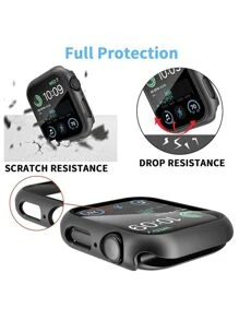 Capa Bumper com Pelicula de Vidro quadrado 360 Temperado Compativel Apple iwo Watch 38 40 41 42 44 45 49 S10 42mm 46mm - Preto - Visão 3