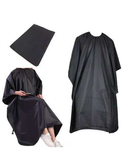 Capa De Corte em Cetim Preto Modelo Adulto Para Cabeleireiro e Barbeiro Profissional