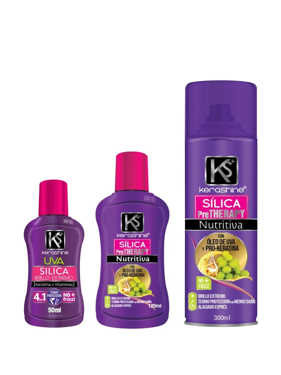 PACK KERASHINE SILICA DE UVA GOTAS 50 + 120 ML Y SPRAY 300 ML- 3 pz - Morado - Ver 1