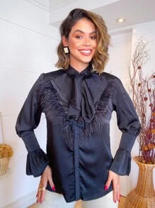 Women Blouses - 黑色 - 查看 2