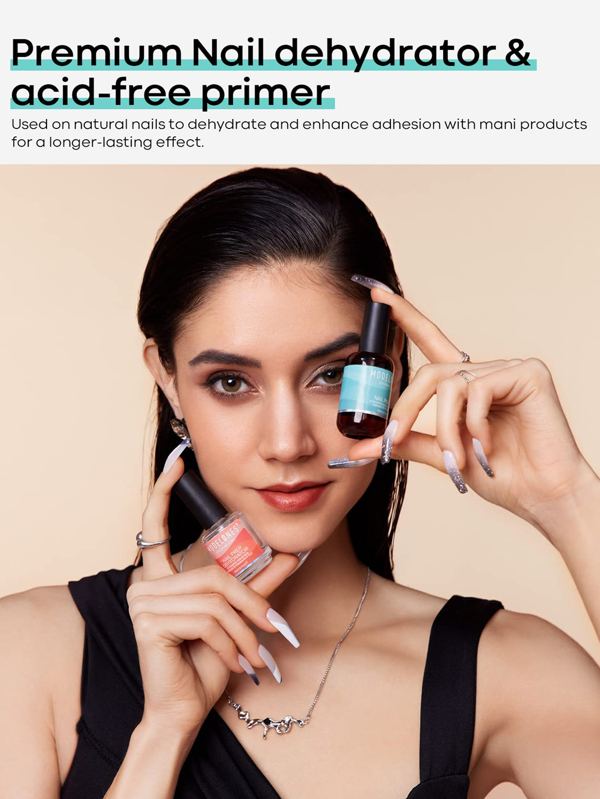 Modelones Gel Nail Polish Primer Set, Acid Free Natural Nail Prep