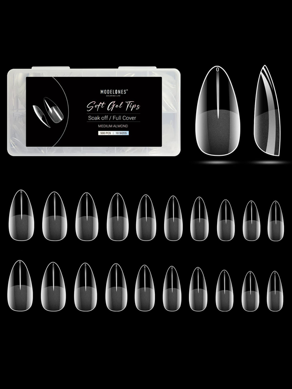 Modelones Medium Almond Nail Tips 500Pcs Preshaped Half Matte Full