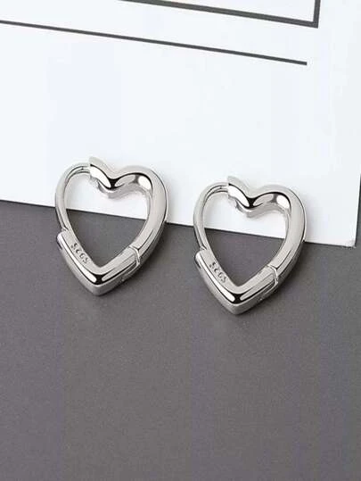Par Arracadas Aretes Corazón Plata Esterlina S925 Bañados en Oro Minimalista