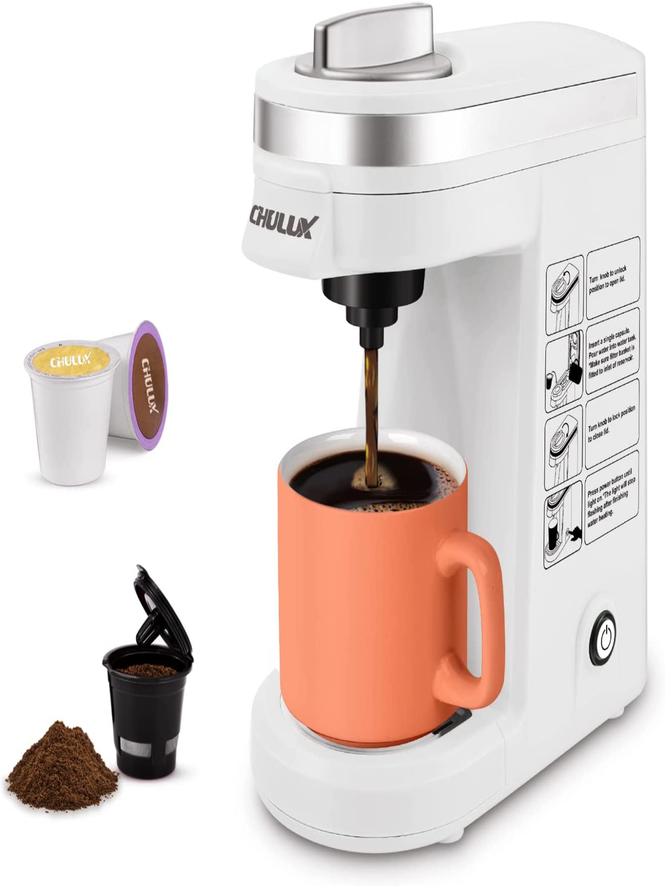 Sboly Single Serve Coffee Maker One Button Operation 12 Ounce Coffee
