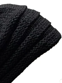 Touca B9 Gomos Gorro De Lã Unissex Longa - Preto - Visão 3