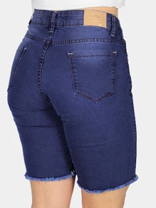 Bermuda Jeans R7Jeans Feminina Com Elastano Hyperdestroyed Used