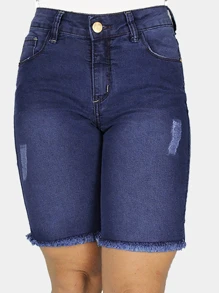 Bermuda Jeans R7Jeans Feminina Com Elastano Hyperdestroyed Used