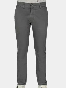 Calça Masculina Sarja R7Jeans Modelo Sport Fino Com Elastano Chumbo