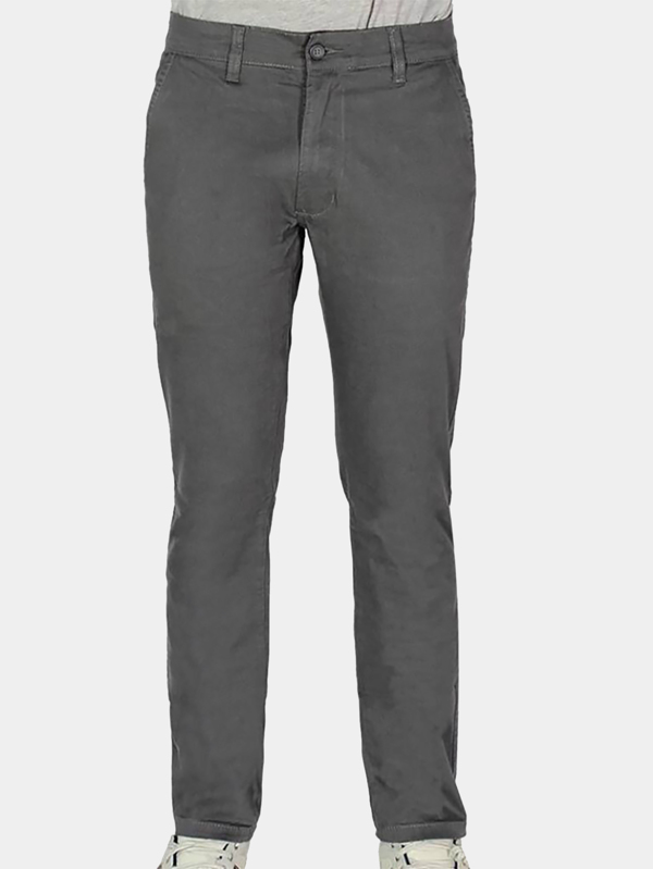 Calça Masculina Sarja R7Jeans Modelo Sport Fino Com Elastano Chumbo