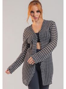 Kimono Tricô Feminino Cardigan Casaco Manga Longa Tricot