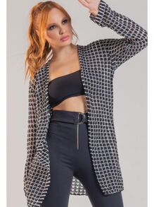 Kimono Tricô Feminino Cardigan Casaco Manga Longa Tricot
