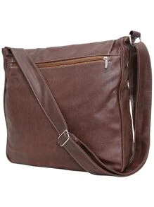 Messenger Bag Crossbody Briefcase Synthetic Leather - Camel - View 3