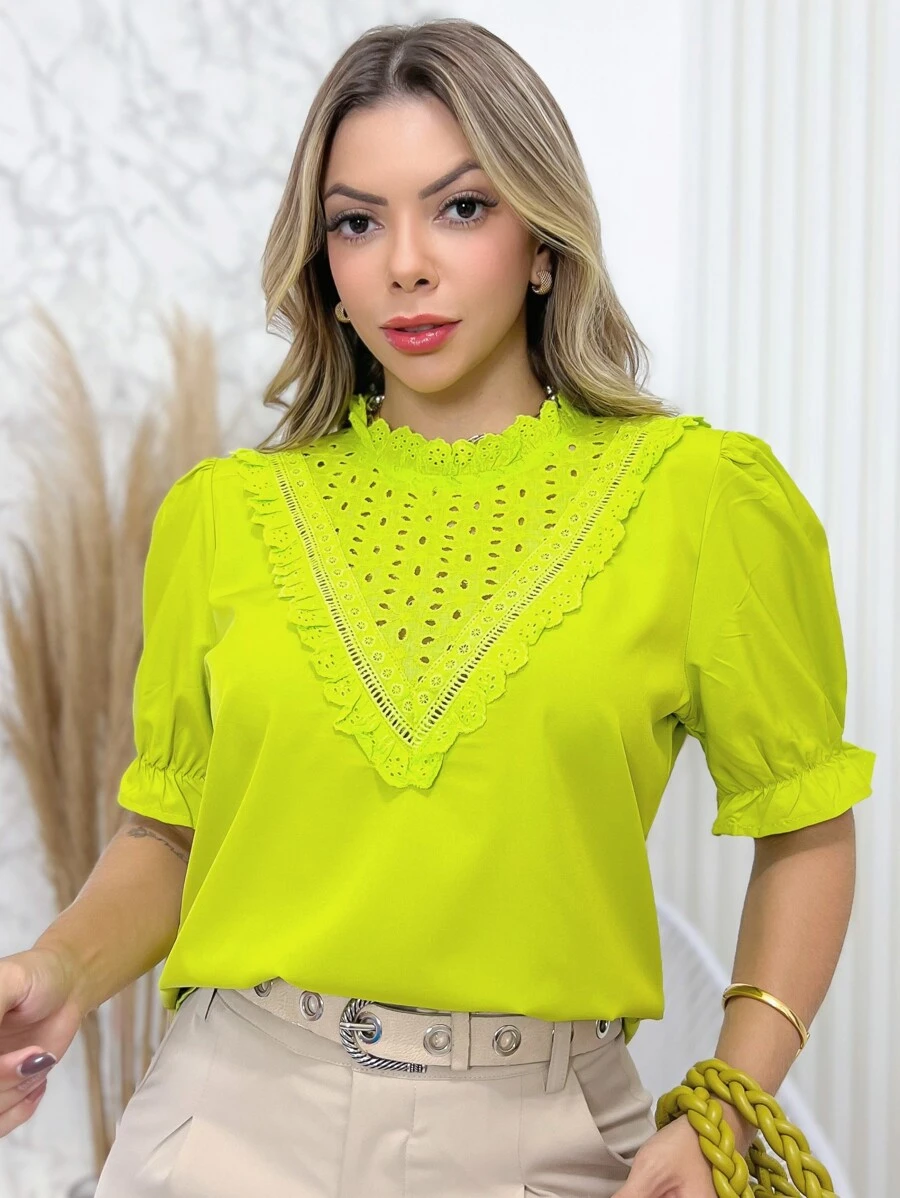 Women Blouses - 薄荷綠 - 查看 1