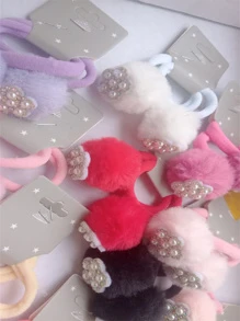 cartela com 2 undades Rabico de Meia com Pom Pom xuxinha de cabelo para crianca - Multicolorido - Visão 1
