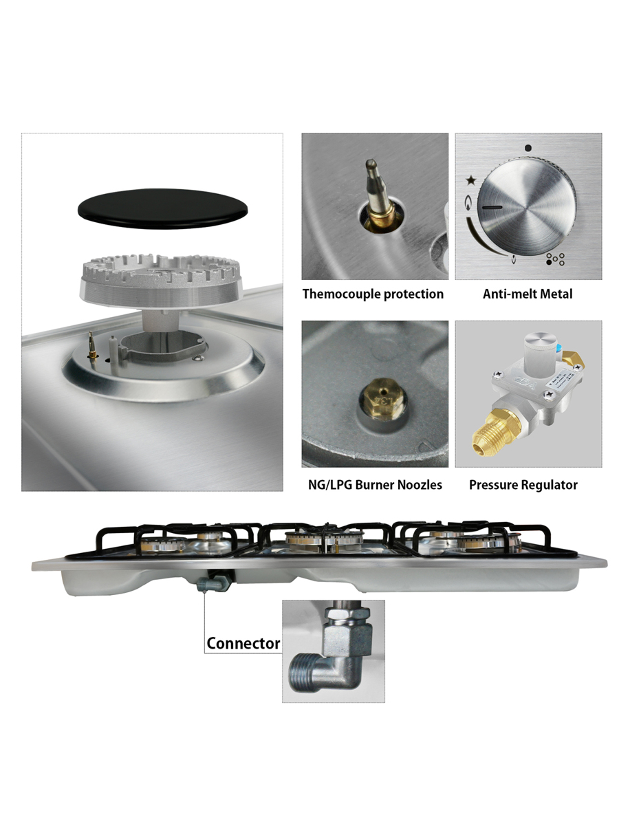 Karinear Gas Stove Gas Cooktop 30 Inch 5 Burners, Builtin Stainless