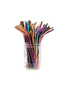 Set 4 Popotes de Acero Inoxidable con Cepillo Limpiador Ecologicos - Plateado - Ver 3