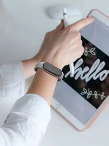 Pulseira de silicone correa compativel xiaomi mi band 3 4 5 6 7 - Cinza Claro - Visão 7