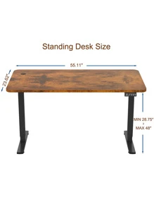 Furmax 1pc 140cm Long Electric Height Adjustable Standing Desk Home Office Computer Desk Memory Preset - Brown - View 5