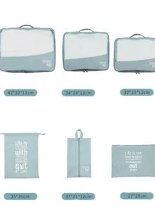 Organizador Necessaire Mala Kit 6 Pratico Look Roupas Viagem - Azul bebê - Visão 1