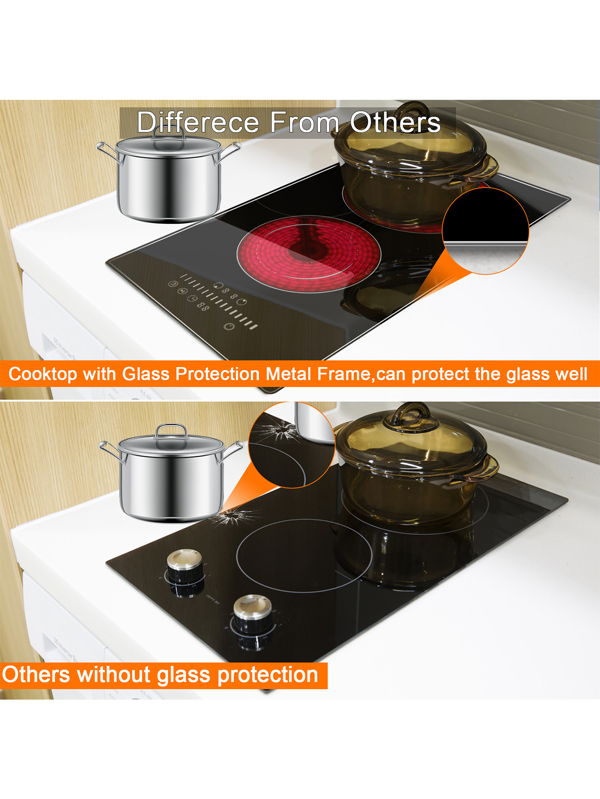 Karinear Electric Cooktop 2 Burners,12 Inch Electric Stove Top, Countertop & Builtin Ceramic