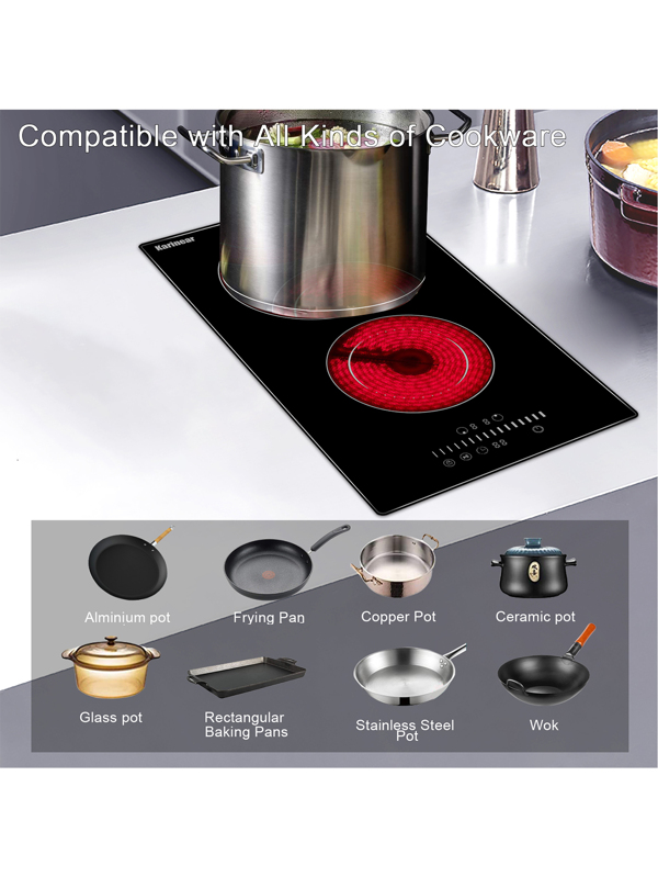 Karinear Electric Cooktop 2 Burners,12 Inch Electric Stove Top