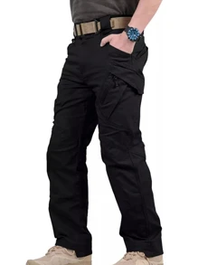 Pantalones Tácticos Impermeables de 9 bolsillos dobles profundos, bolsillos delanteros pequeños - Negro - Ver 6