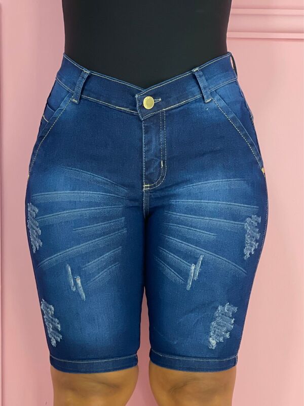 Bermuda jeans de bigode