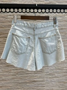 Women Denim Shorts - 白色 - 查看 2