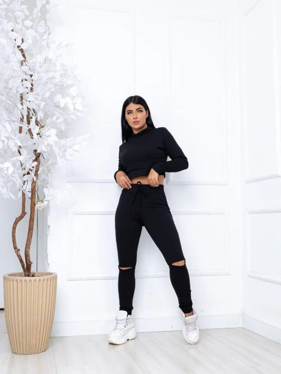 Women Two-piece Outfits - màu đen - Xem 1