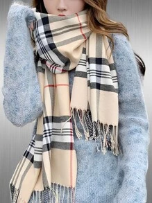 Lenço Cachecol Longo Feminino Xadrez Pashimina Sintética Melhores Presentes Inverno
