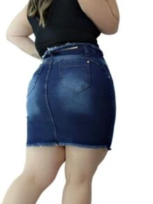 Women Denim Skirts - Rửa tối - Xem 2
