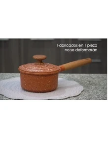 Cacerola de aluminio fundido con tapa de 16 cm de diámetro, antiadherente - Rojo - Ver 6