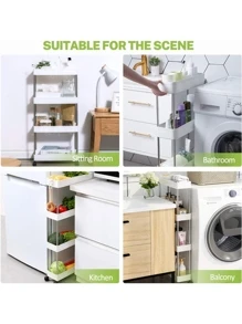 Organizer 4 Levels Trolley Mobile Shelf For Kitchen Bathroom - 白色 - 查看 6