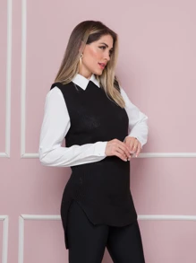 Women Sweater Vests - 黑色 - 查看 3