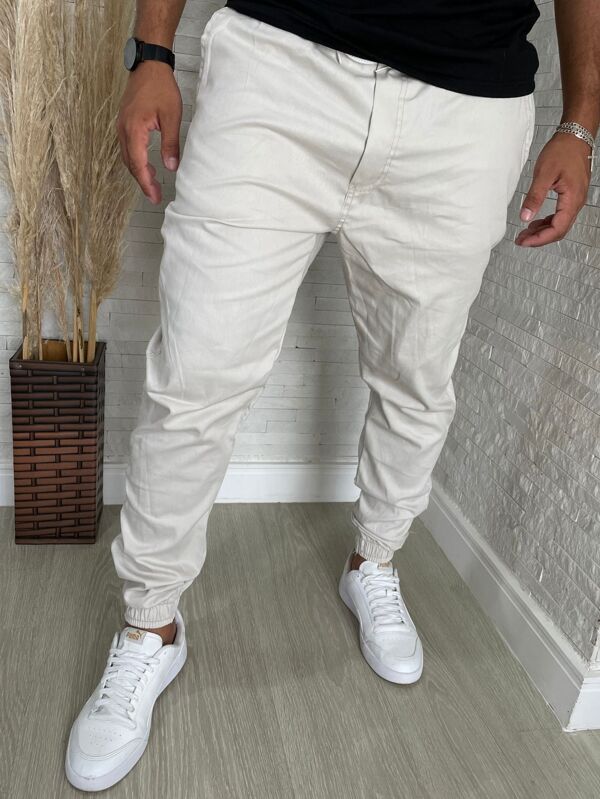 Calça Jeans Masculina Jogger Bege Claro com Elastano Linha Premium Preto Cinza Chumbo