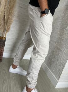 Calça Denim Masculina Jogger Bege Claro com Elastano Linha Premium Preto Cinza Chumbo Dia dos Pais