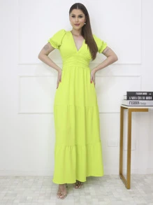Women Dresses - Lime Green - View 1