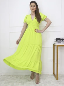 Women Dresses - Lime Green - View 4