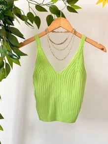 Women Knit Tops - 青檸色 - 查看 5