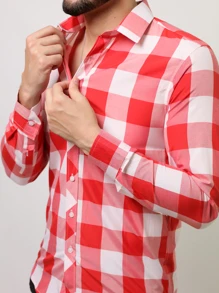 Men Shirts - Red and White - View 6