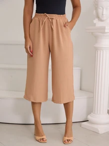 Women Pants - 卡其色 - 查看 1