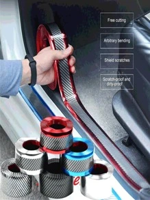 Moldura Fibra Carbono Estribos Antiarañazos Bicolor Jetta 3 Cm X 5 M Parachoques Puerta 3D Protector Auto