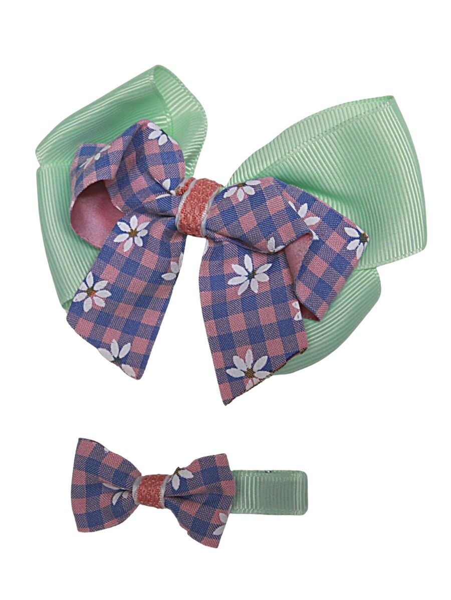 Children's Hair Bows, Duckbill Clips, 2 Units - Mint Green - View 1