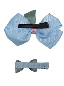 Children's Hair Bows, Duckbill Clips, 2 Units - 藍色 - 查看 2