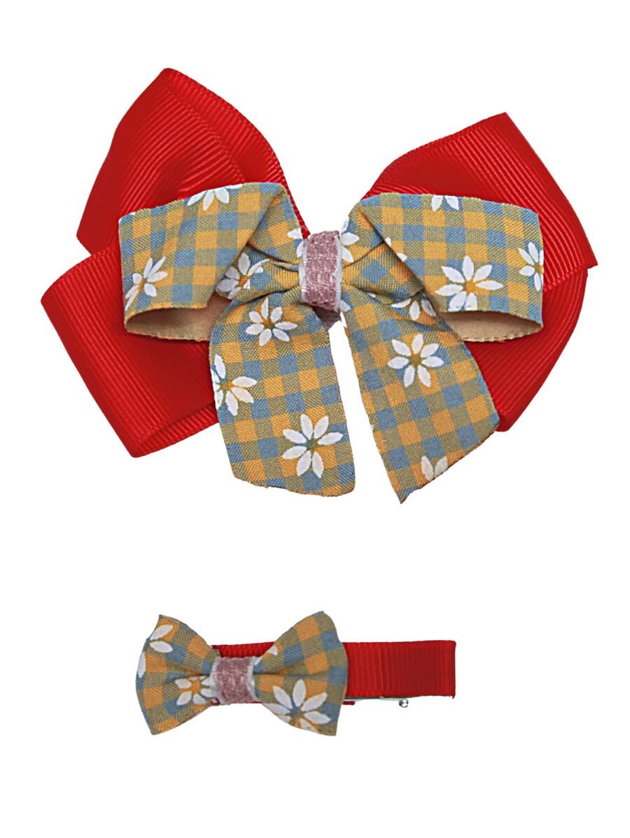 Children's Hair Bows, Duckbill Clips, 2 Units - Merah - View 1