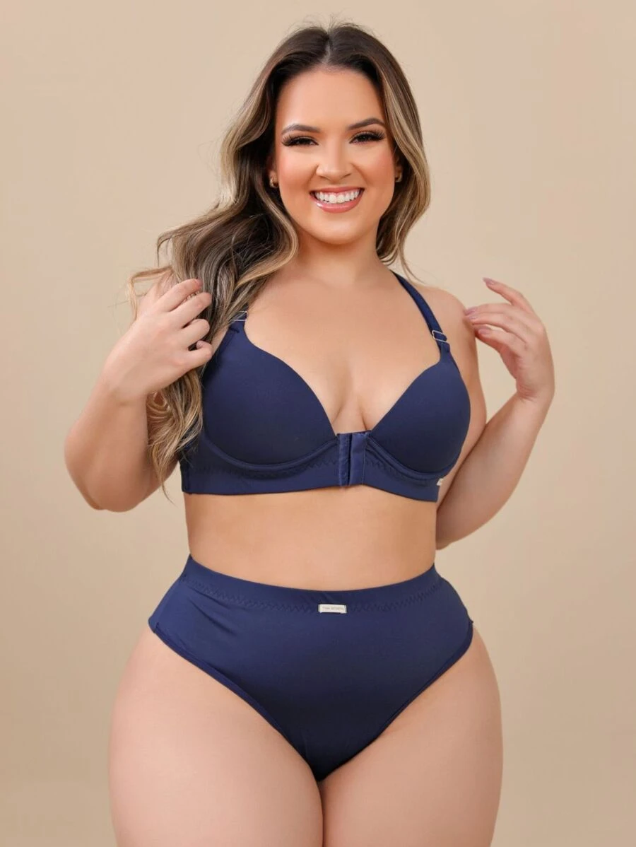 Plus Size Bra & Panty Sets - Azul Marino - Ver 1