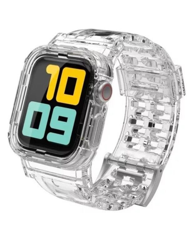 Pulseira Com Case Transparente Para Apple Watch 38/40/41mm 42/44/45mm 49mm